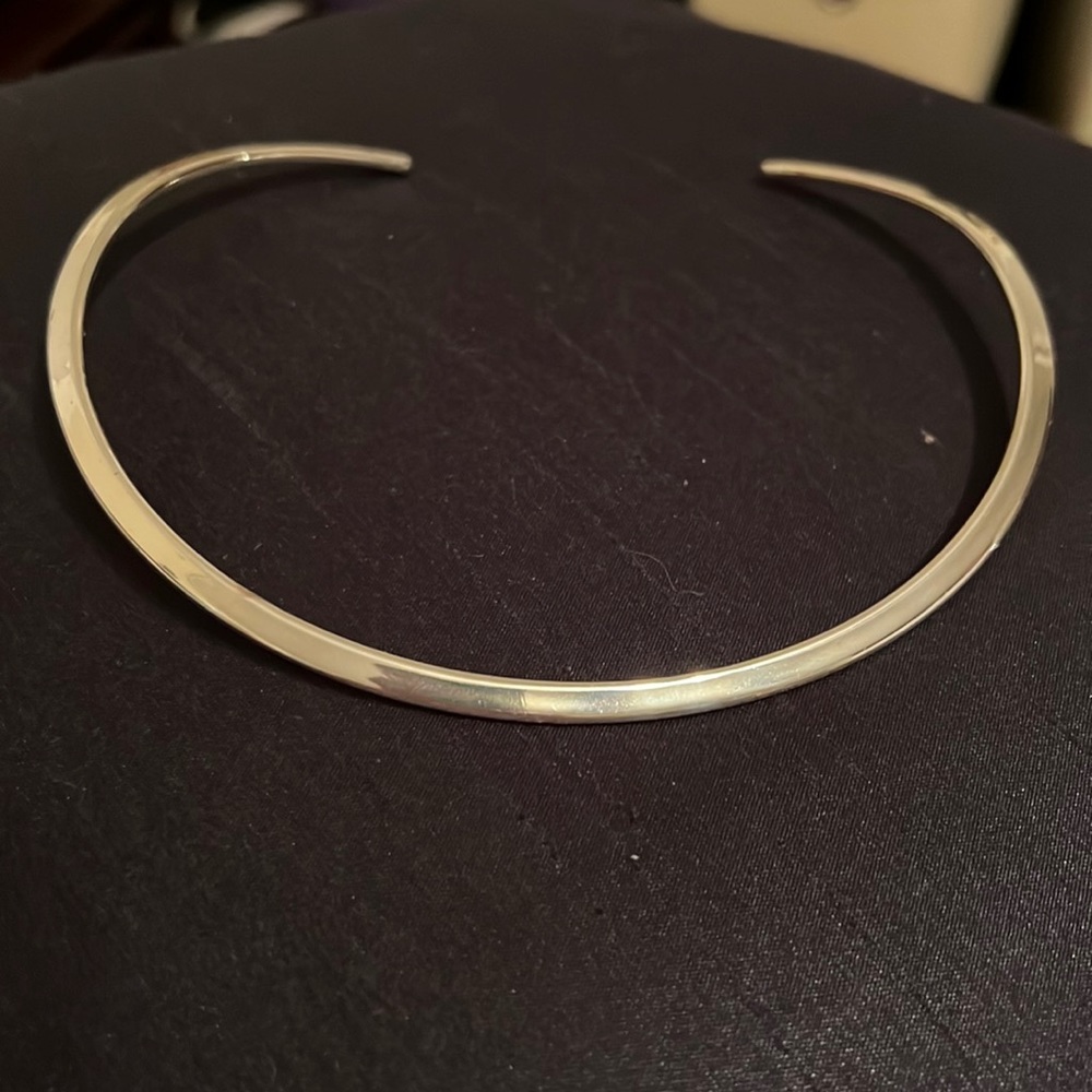 Silver choker style necklace